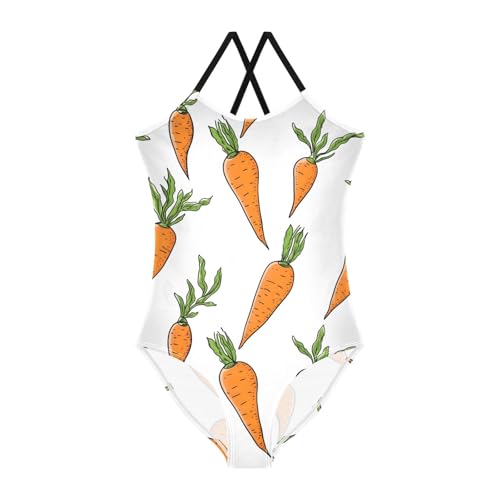 Carrots Pattern Girls One Piece Swimsuits Quick Dry Beach Swimwear Bathing Suit