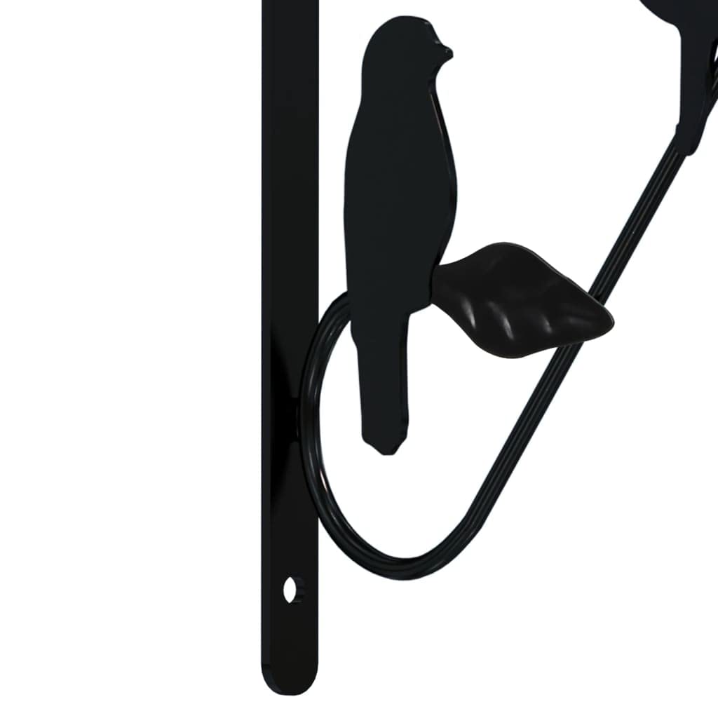 Mangloder 4er Set Wandhalterungen für Blumenampel aus pulverbeschichtetem Stahl schwarz, 29,5 x 26 cm, mit Haken und Dübel, für Blumentopf und Balkon Garten