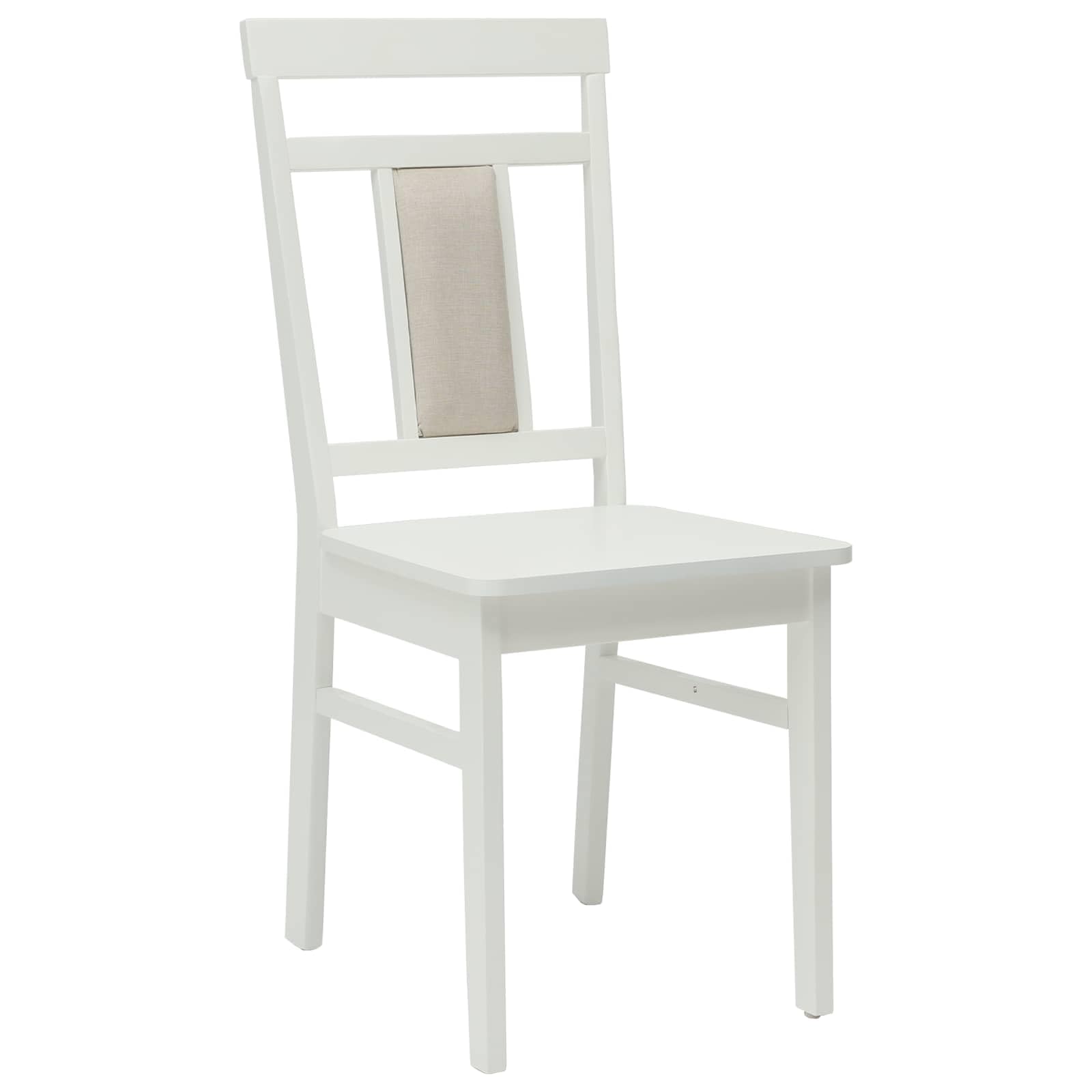 Silla de comedor de 2 piezas de madera maciza de goma blanca con cojín acolchado para comedor, cocina, salón, marco de madera estable, respaldo cómodo, versátil para oficina, sala de espera