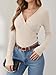 ANRABESS Long Sleeve Shirts for Women Sexy Sweater V Neck Ribbed Knit Slim Fit Wrap Top 2025 Fall Casual Fashion Clothes Medium Light Khaki