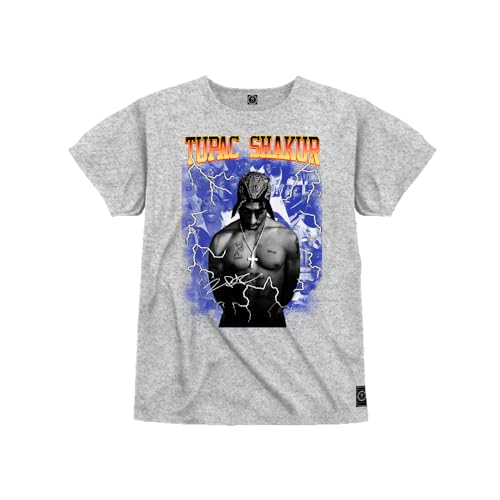 Camiseta Infantil Algodão Estampada Tupac Shackur Cinza 8