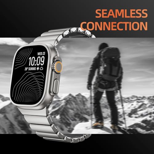 Image of Morofy Titanium Silicone Dual-Layer Link Bands Compatible with Apple Watch Band Ultra 3 /2 /1 49mm 46mm 45mm 44mm Men Women Magnetic Clasp Metal Strap for iwatch Series 11 10 9 8 7 6 5 4 SE (Silver|Black)