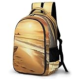 Mochila para mulheres, homens, mochila para laptop Tiger Lie On Rock, bolsa de computador casual, bolsa de enfermeira, bolsa para laptop, Praia ao pôr do sol, Tamanho Único