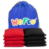 WOFEU Cornhole Säcken,15x15cm Cornhole Sitzsack Set,8 säcke Cornhole Bags, Corn Hole Wurfsäckchen Sitzsäcke für Outdoor Spiel（Schwarz + Rot）