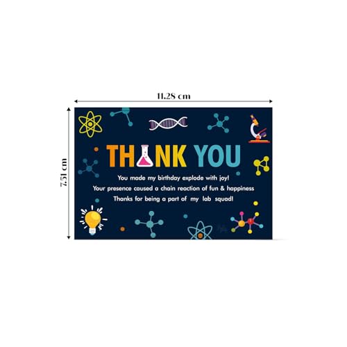 Image of Just Party Science Theme Thank You Cards for Return Gifts for Birthday Party (Pack of 10) | Colourful STEM Thank You Tags for Return Gift for Kids, Boys & Girls