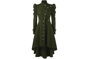 Women's Gothic Vintage Steampunk Swallow Tail Trench Coat