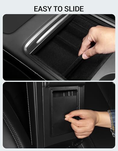 Image of Motrobe 3PCS Tesla Model Y Model 3 Center Console Organizer Tray [Anti-Rattle Flocked] Armrest Hidden Storage Box Model Y 2021-2024 Model 3 2021-2023 Accessories [Not Fit 2024 Model 3 Highland]