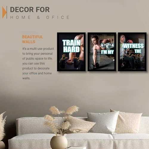 Image of kotart Quotes Frames - Motivational /Inspirational Gym Quotes Framed Wall Posters with Frame - Wall Posters for Room - Gym Wall Posters Set of 3 (Art 4, 19x25 inch)