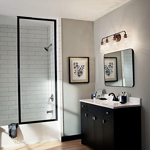 Image of KICHLER Braelyn 44 inch 4 Light Vanity Light with Clear Seeded Glass Chrome