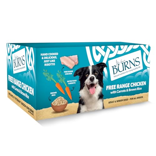 Burns Pet Natural Nutrition Adult & Senior Wet Dog Food Free Range Chicken Carrots & Wholegrain Brown Rice 12 x 150gm