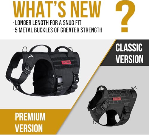 image for OneTigris Tactical Large Dog Harness, 5X Metal Buckled No Pull Service