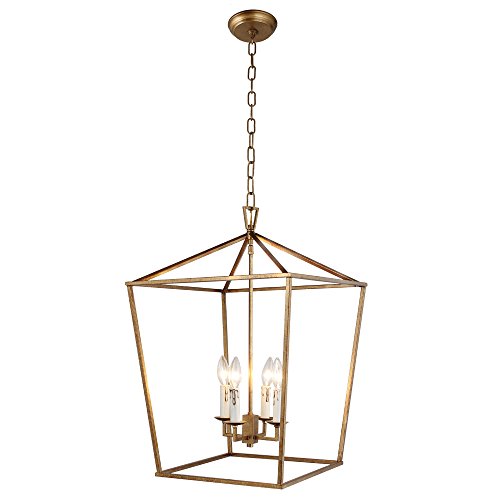 Black Friday - 50% OFF Openwork Lantern Pendant Stairway Entry Kitchen Hall Foyer Fixture Chandelier (Gold)