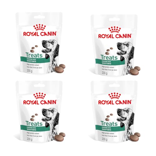 Royal Canin Veterinary Satiety Weight Management Treats | Confezione da 4 | 4 x 230 g | Snack per adulti cani di tutte le taglie e razze | Sacchetto richiudibile, meno di 3 calorie per pezzo