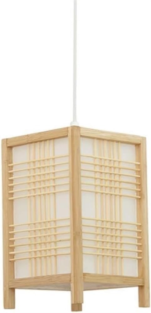 Lámpara colgante de ratán estilo Art Déco con acabados de bambú natural