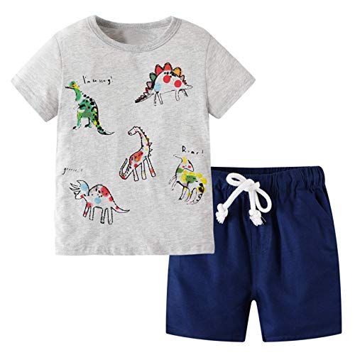 BIBNice Toddler Boy Clothes Kids Summer Cotton Clothing Sets Little Boys Outfits Dinosaur Size 7T