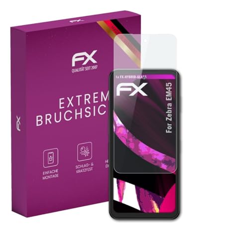 atFoliX Plastic Glass Protective Film compatible with Zebra EM45 Glass Protector, 9H Hybrid-Glass FX Screen Protector