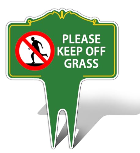 Please Keep Off The Grass Aluminum Yard Sign Stay Off Grass Signs for Yard - Do Not Walk on Grass Warning Sign 3pcs