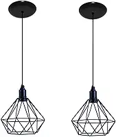 Kit com 02 Luminarias Pendente Aramado Modelo Diamante Preto