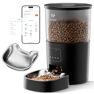 Automatic Cat Food Dispenser, WiFi Cat Feeder with APP Remote Control for Dry Pet Food, Programmable Timer, Dual Power Supply, Slow Feeder for Cats & Small Dogs