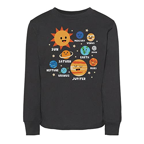 Cute Planet List Toddler Kids Long Sleeve T-Shirt 5T Black