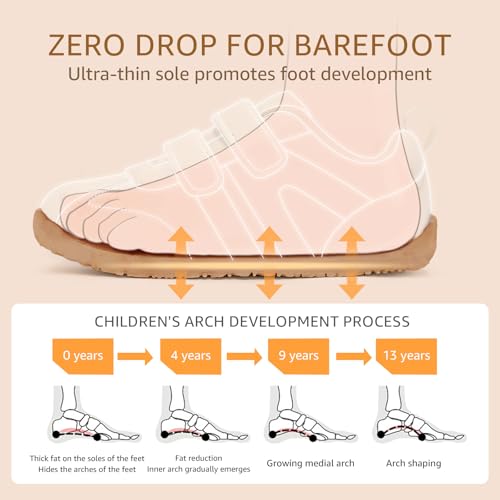 Toddler Wide Toe Box Barefoot Shoes Girls Boys Sneakers Zero Drop Fashion Kid Tennis Running Shoes Lightweight Non-Slip Comfortable First Walking Shoe Outdoor Activities School4