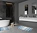 Chardin home Cordural Stripes Bath Mat, Set of 2 Bath Rugs (21 Inches x34 Inches & 24 Inches x40 Inches) | Non Slip Bathroom Rug, Machine Washable, Plush, Highly Absorbent | Ombre Blues & White