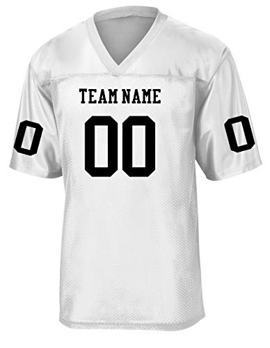 Custom Football Replica Team Jersey (X-Large, White - Black Font)