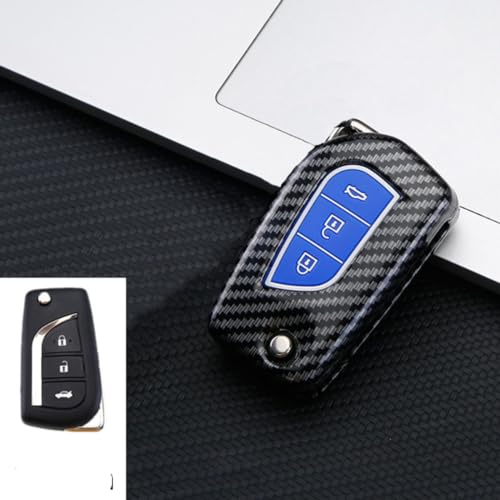 Funda para llave Toyota Corolla y Camry estilo carbono con 2 a 4 botones
