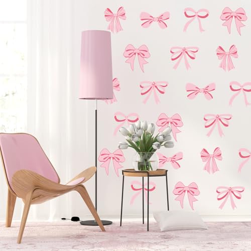 12 vinilos de lazo rosa claro para pared 7.9 x 11.8 pulg miniatura 3