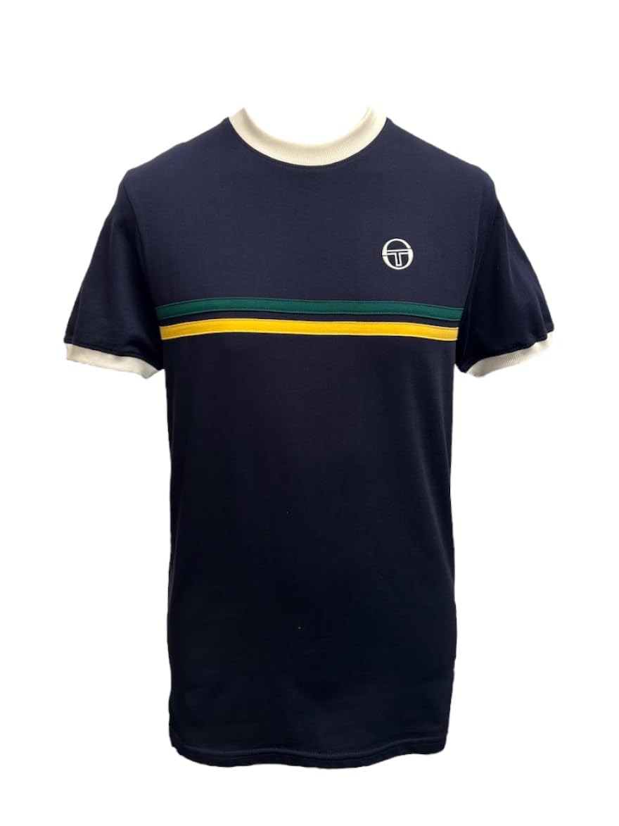 Sergio Tacchini Men's Maritime Blue/Rainforest/Daffodil Supermac T-Shirt (Uk, Alpha, Xxl, Regular, Regular, )