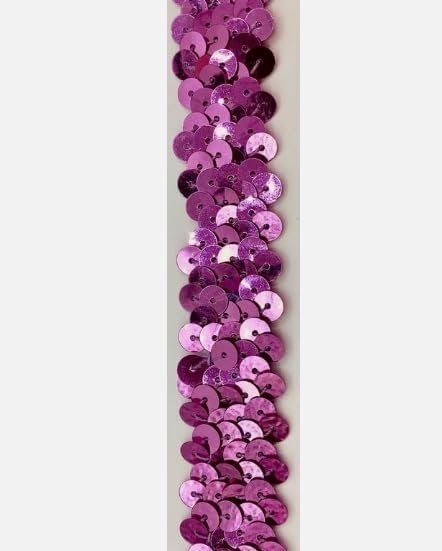 Generic 1 Pcs Orchid (2 Row) 3/4"" Zig Zag Stretch Sequin Trim for Decorative 12 Yards - Rk8