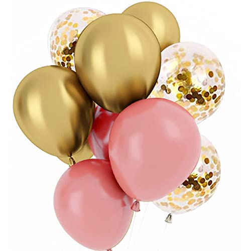 DelightBox 15 new 11 inch BALLOONS party ROSE GOLD , CLEAR with GOLD DOTS & GOLD vintage wedding FAVORS prom SHOWER birthday