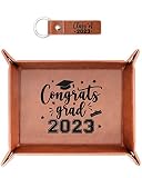Percozzi Graduation Gifts 2023 Congrats Grad PU Leather Valet Tray and Key Chain Storage Organizer B