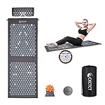 Extra Long Yoga Acupressure Mat Set,Massage Acupuncture Mat Large,Magnetic Mat Acupressure Body mat and Pillow for Neck Back Pain Relief(Grey)