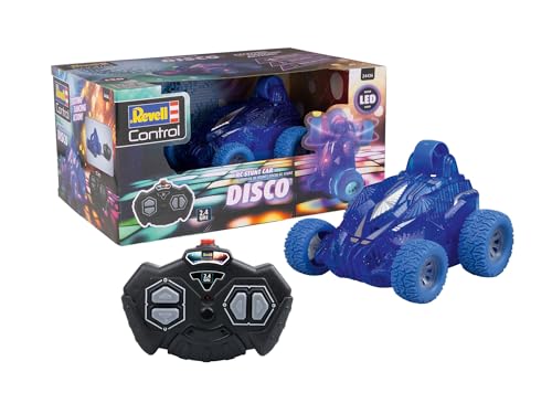 Revell Control, RC Stunt Car Disco, control remoto GHz, iluminación LED parpadeante, fácil de controlar, funciones divertidas, longitud 13 cm, a partir de 4 años