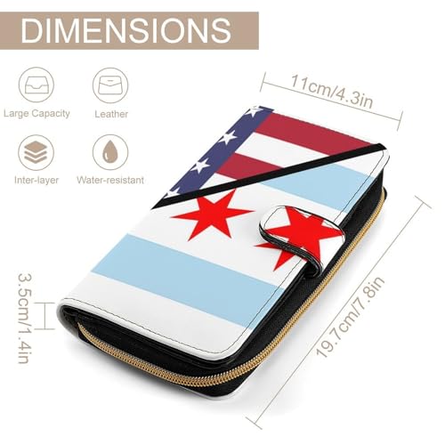 U.S. And Chicagos Flag Long Wallet for Women Men Purses Coin Pouch Credit Card Holder Organizer2