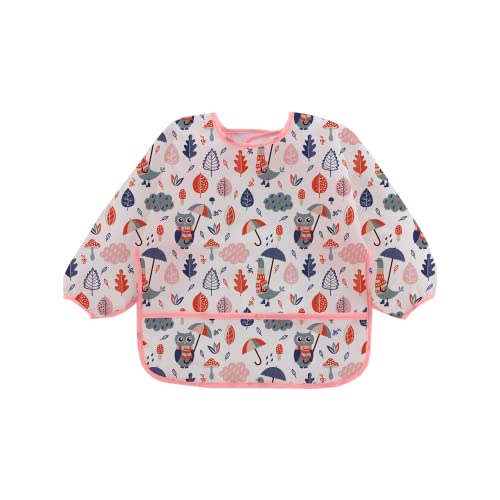 Haimoburg 3 Pcs Waterproof Long Sleeves Baby Bibs Weaning Smock Bib 3-24 Months #TOP5