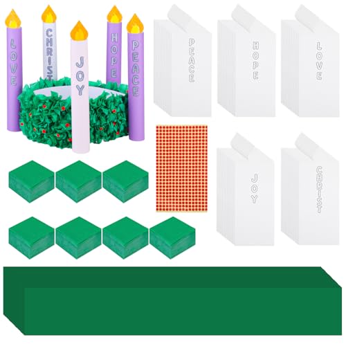 Couronne de l'Avent en papier Lot de 24 avec bougies et houx Eaasty