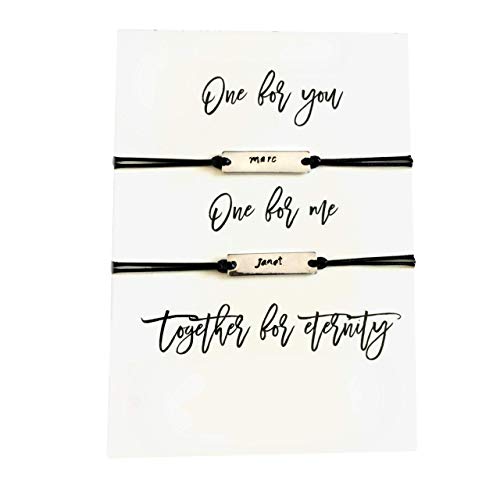 Carrie Clover Custom Bracelets for Couples - Personalized Matching Set of 2 Name Bracelet...