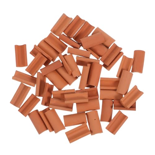 WRITWAA Materiales para Techos Miniatura 50 Tejas De Arcilla Roja Autoadhesivas para Construcción De Maquetas y Microjardines