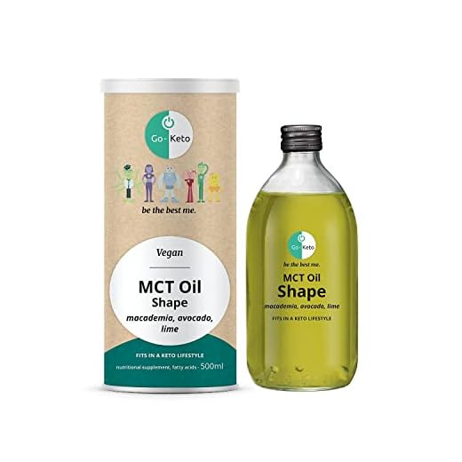 Go-Keto MCT Oil Shape, 500 ml | Aceite MCT C8/C10 con omega-7 de aguacate y macadamia, aceite de coco 100 % sin aceite de palma | Dieta keto, Batido keto, Paleo, vegano, no sugar