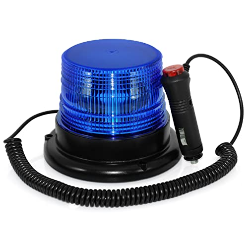 Gyrophare Bleu LED, Phare d’Avertissement Clignotant magnétique pour véhicule avec Prise Allume-Cigare 12-80V