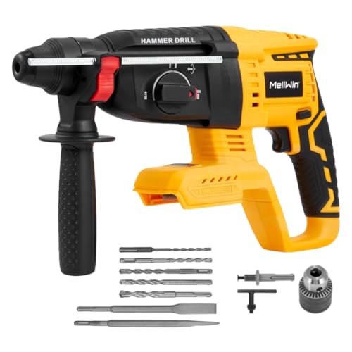 Martillo perforador inalámbrico de 1680 W con motor sin escobillas, taladro percutor 4 en 1, incluye 10 accesorios, diámetro de perforación de 26 mm, 4800 impactos/min, SDS-Plus (batería no incluida)