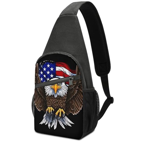 Morrales Sling Bag con bandera de EE.UU. para hombre y mujer miniatura 1