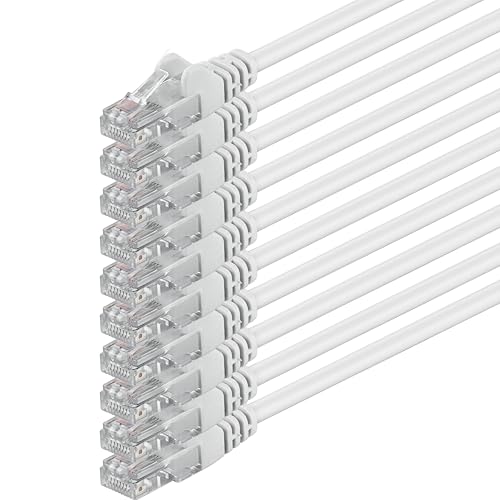 1aTTack.de 5m - weiß - 10 Stück - (PACK) - CAT.6 CAT6 Ethernet-Lan-Netzwerk-Kabel 1000 Mbit/s Patchkabel
