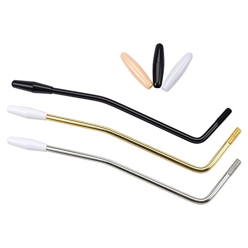 Canomo 3 Packs 6mm ThreadGuitar Metal Single Tremolo Arm Whammy Bar with Tip and 3 Pieces Extra Tremolo Arm Tips for Stratocaster Electric Guitar Tremolo System