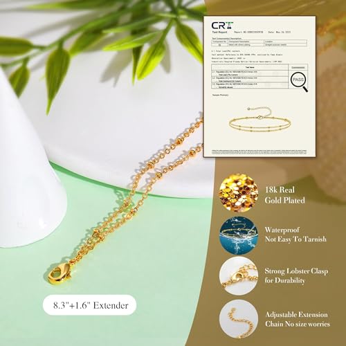 Image of Kenivira Sterling Silver Ankle Bracelets for Women,Gold Dainty Layered Waterproof Anklet for Women, Anklet Set Stackable Beach Gift Adjustable Size