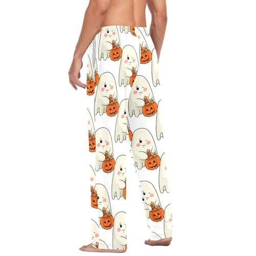 Spirits Pumpkin Men's Cotton Pajama Pants with Pockets and Drawstring Comfortable and Stylish,S 5