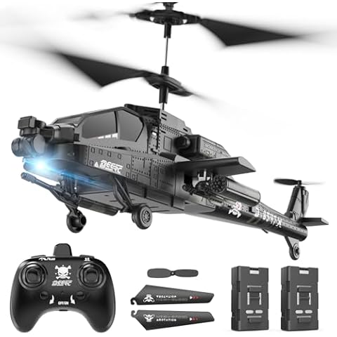 DEERC RC Helicopter, RC Plane for Kids and Adults, 2.4GHz Remote Control Helicopter, 26 Mins Flight Time, LED Lights & Altitude Hold, 2 Batteries, Kids Toy for Ages 8-12 Cover