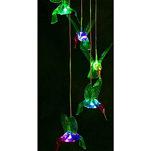 Sino dos Ventos Beija Flor Solar Led Jardim Varanda Quintal Decoraçao Casa Enfeite Luz Colorido